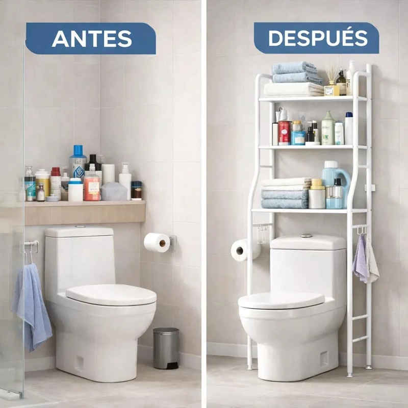 ESTANTE ORGANIZADOR DE BAÑO DE TRES NIVELES PARA INODORO - 6