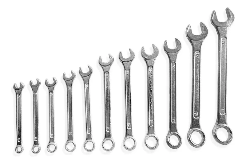 SET DE 11 LLAVES COMBINADAS DE ACERO CROMADO 6 A 19MM - 1