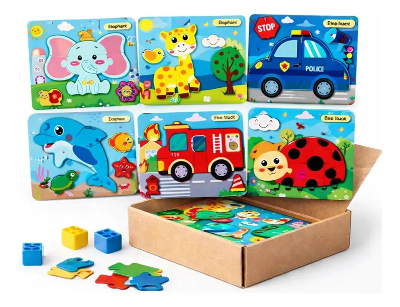 KIT DE 6 PUZZLES DE MADERA PARA DESARROLLAR HABILIDADES - 1