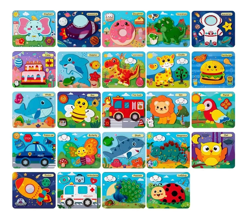 KIT DE 6 PUZZLES DE MADERA PARA DESARROLLAR HABILIDADES - 3