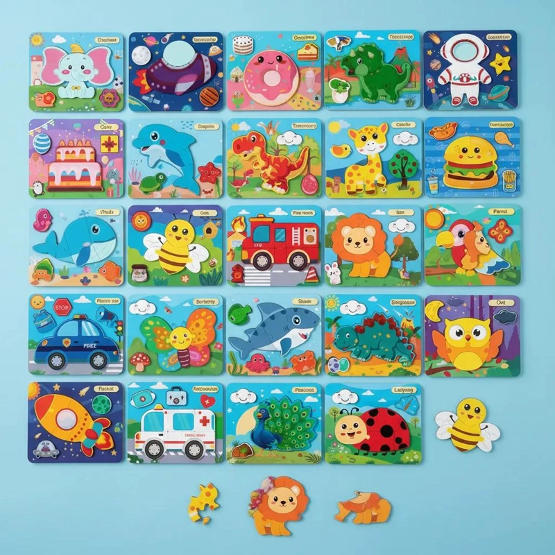 KIT DE 6 PUZZLES DE MADERA PARA DESARROLLAR HABILIDADES - 6