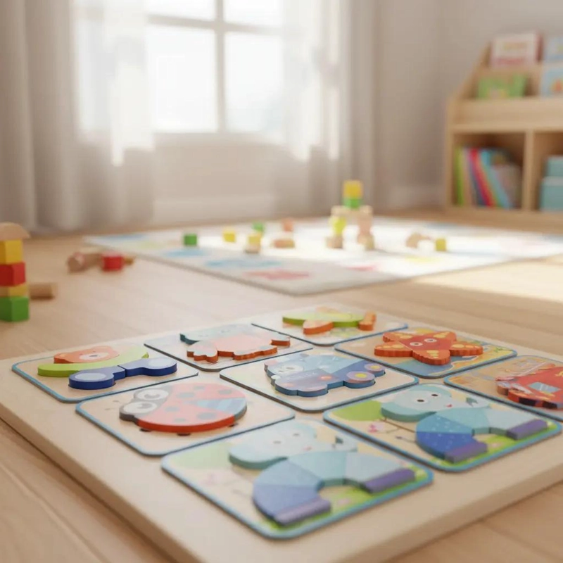 SET DE 6 ROMPECABEZAS DE MADERA DIDACTICOS PARA NIÑOS - 1