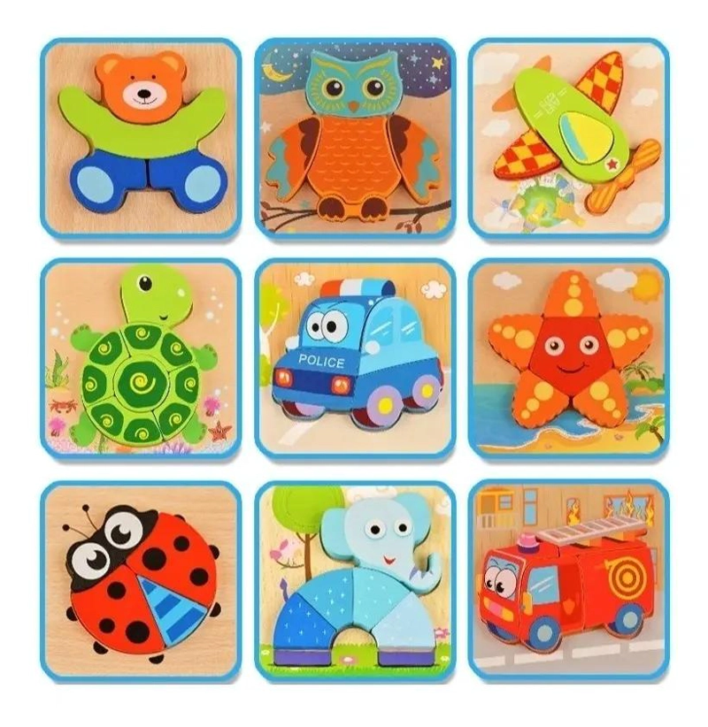 SET DE 6 ROMPECABEZAS DE MADERA DIDACTICOS PARA NIÑOS - 2