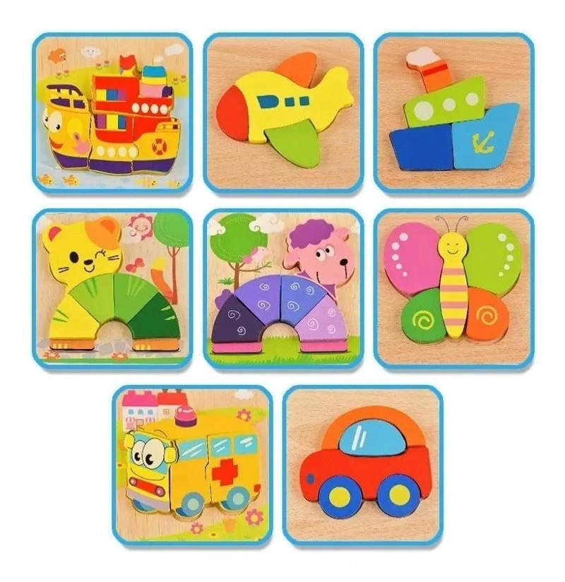 SET DE 6 ROMPECABEZAS DE MADERA DIDACTICOS PARA NIÑOS - 5