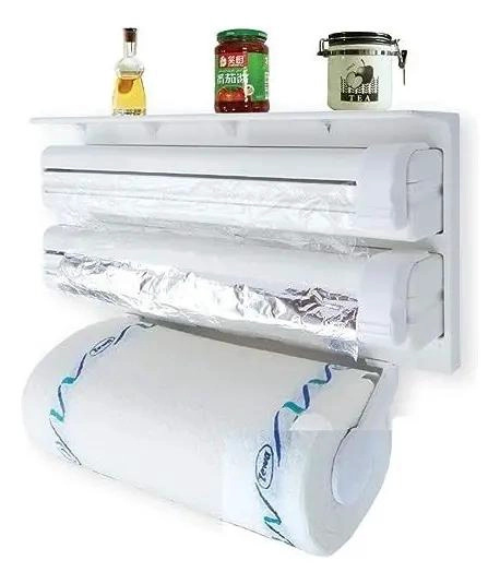 PORTA ROLLO TRIPLE PARA COCINA CON CORTANTE DESLIZANTE - 1