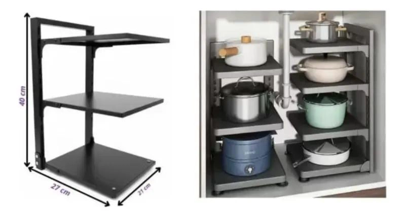 ESTANTE ORGANIZADOR VERTICAL DE COCINA 3 NIVELES 27X21X40 CM - 3