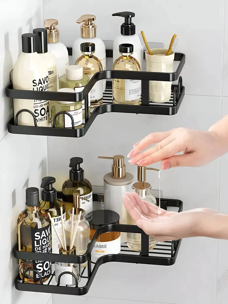 ESTANTE METALICO ESQUINERO PARA BAÑO CON DRENAJE EFICIENTE - 4