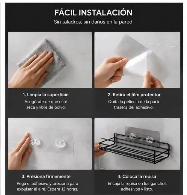 ORGANIZADOR DE PARED DE ACERO INOXIDABLE PARA BAÑO Y COCINA - 3