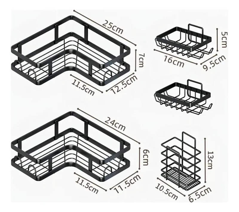 SET DE ESTANTES METALICOS PARA BAÑO CON 5 REPISAS - 5