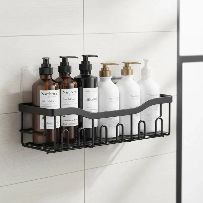 ORGANIZADOR DE BAÑO ADHESIVO CON 5 REPISAS METALICAS - 2