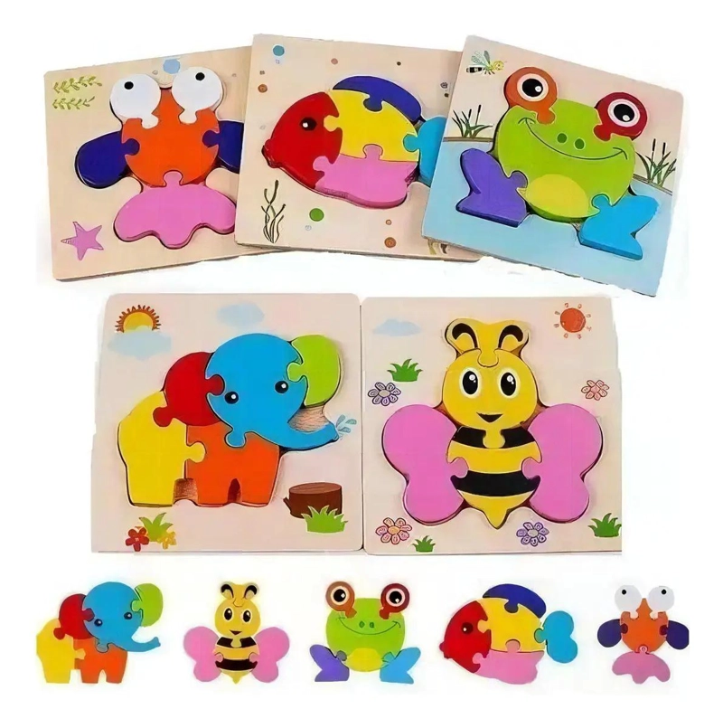 ROMPECABEZAS 3D DE MADERA PARA NIÑOS PACK DE 4 PIEZAS - 1