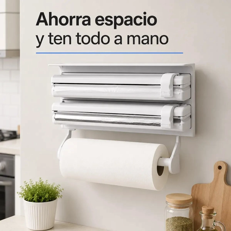 DISPENSADOR DE COCINA 3 EN 1 PARA PAPEL FILM Y ALUMINIO - 4
