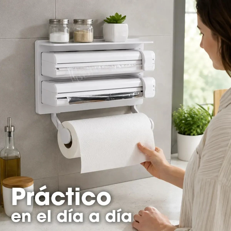 DISPENSADOR DE COCINA 3 EN 1 PARA PAPEL FILM Y ALUMINIO - 6