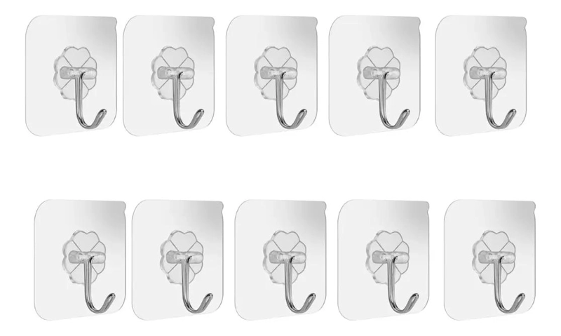 GANCHOS ADHESIVOS TRANSPARENTES MULTIUSOS PARA PARED - 1