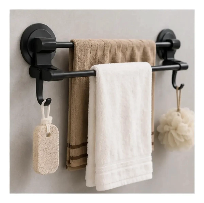 TOALLERO ADHESIVO DOBLE BARRA 50CM PARA BAÑO Y COCINA - 1