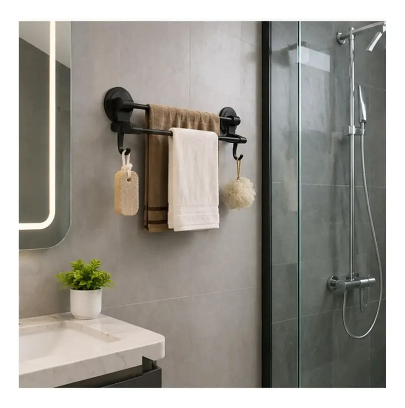 TOALLERO ADHESIVO DOBLE BARRA 50CM PARA BAÑO Y COCINA - 3