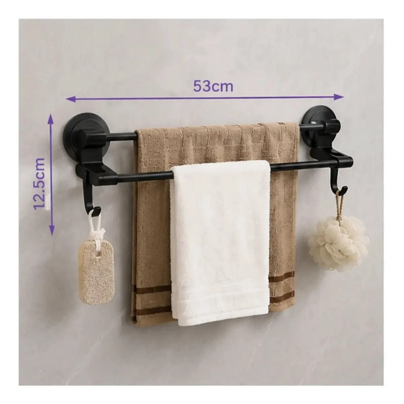 TOALLERO ADHESIVO DOBLE BARRA 50CM PARA BAÑO Y COCINA - 4
