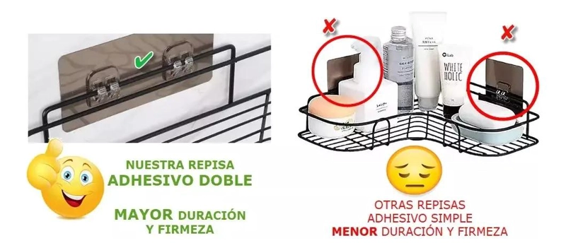 PACK DE 2 ESQUINEROS ORGANIZADORES DE DUCHA ADHESIVOS - 3