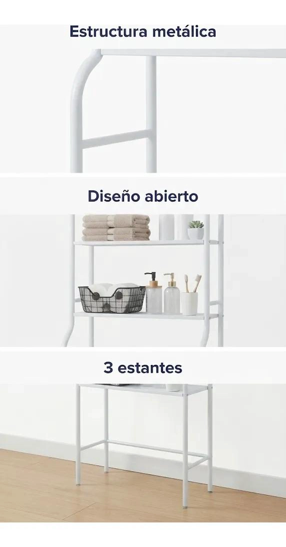 ORGANIZADOR DE BAÑO VERTICAL CON 3 ESTANTES BLANCO - 4