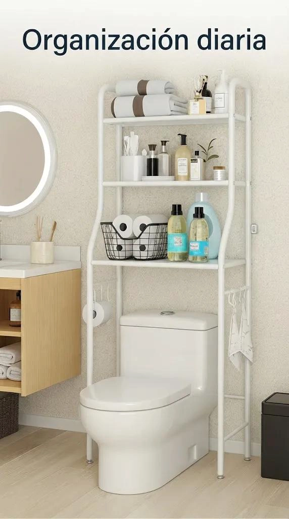 ORGANIZADOR DE BAÑO VERTICAL CON 3 ESTANTES BLANCO - 7