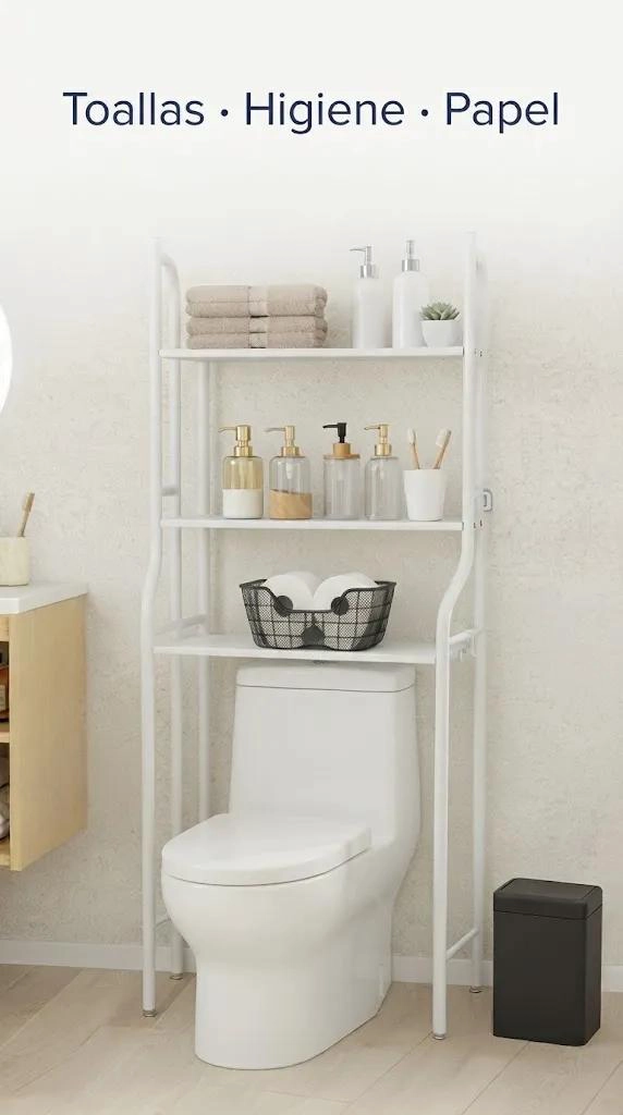 ORGANIZADOR DE BAÑO VERTICAL CON 3 ESTANTES BLANCO - 9