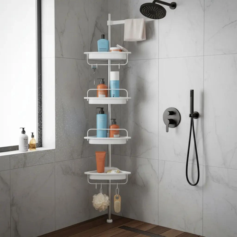 ESQUINERO DE DUCHA AJUSTABLE CON 4 REPISAS PARA BAÑO - 2