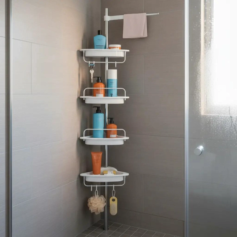 ESQUINERO DE DUCHA AJUSTABLE CON 4 REPISAS PARA BAÑO - 7