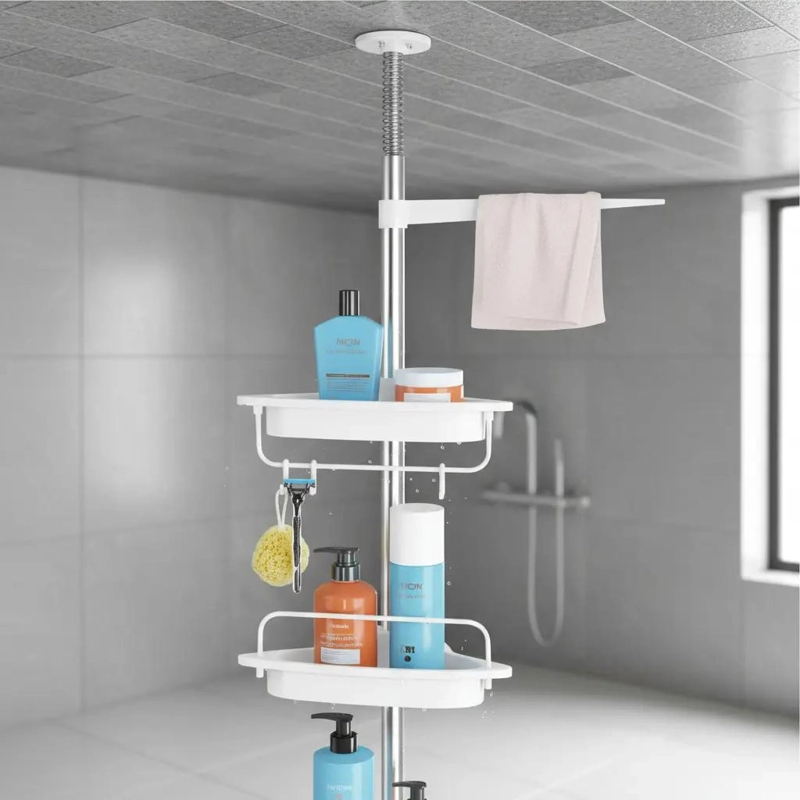 ESQUINERO DE DUCHA AJUSTABLE CON 4 REPISAS PARA BAÑO - 9