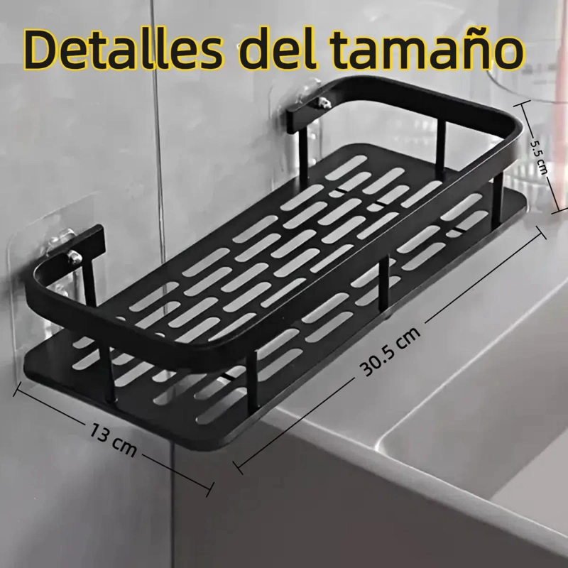 SET DE ORGANIZADORES DE DUCHA ADHESIVOS PARA BAÑO COLOR NEGRO - 2