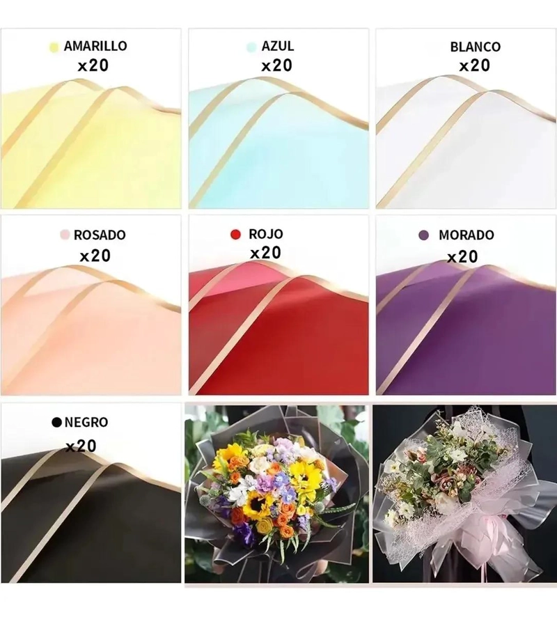 PAPEL COREANO CELOFAN PARA ARREGLOS FLORALES EN 7 COLORES - 2