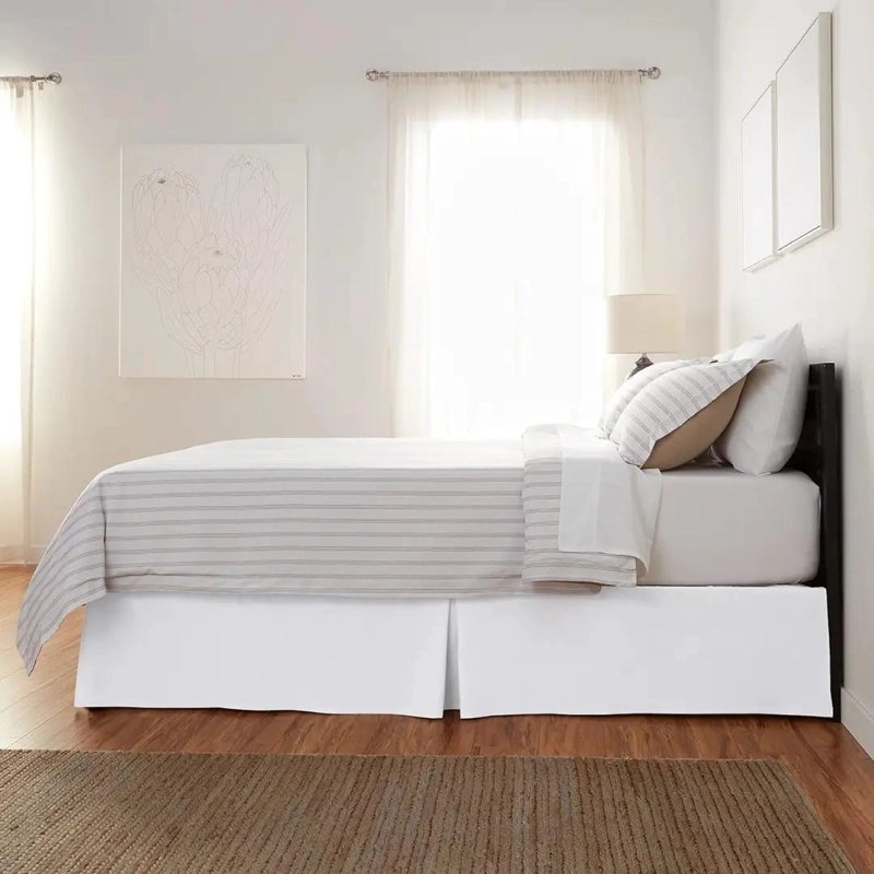 FALDON PARA CAMA 2 PLAZAS LISO EN POLIE STER BLANCO RESISTENTE - 1