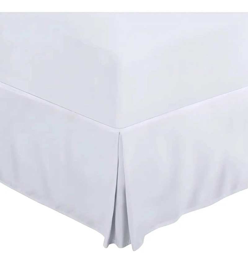 FALDON PARA CAMA 2 PLAZAS LISO EN POLIE STER BLANCO RESISTENTE - 3