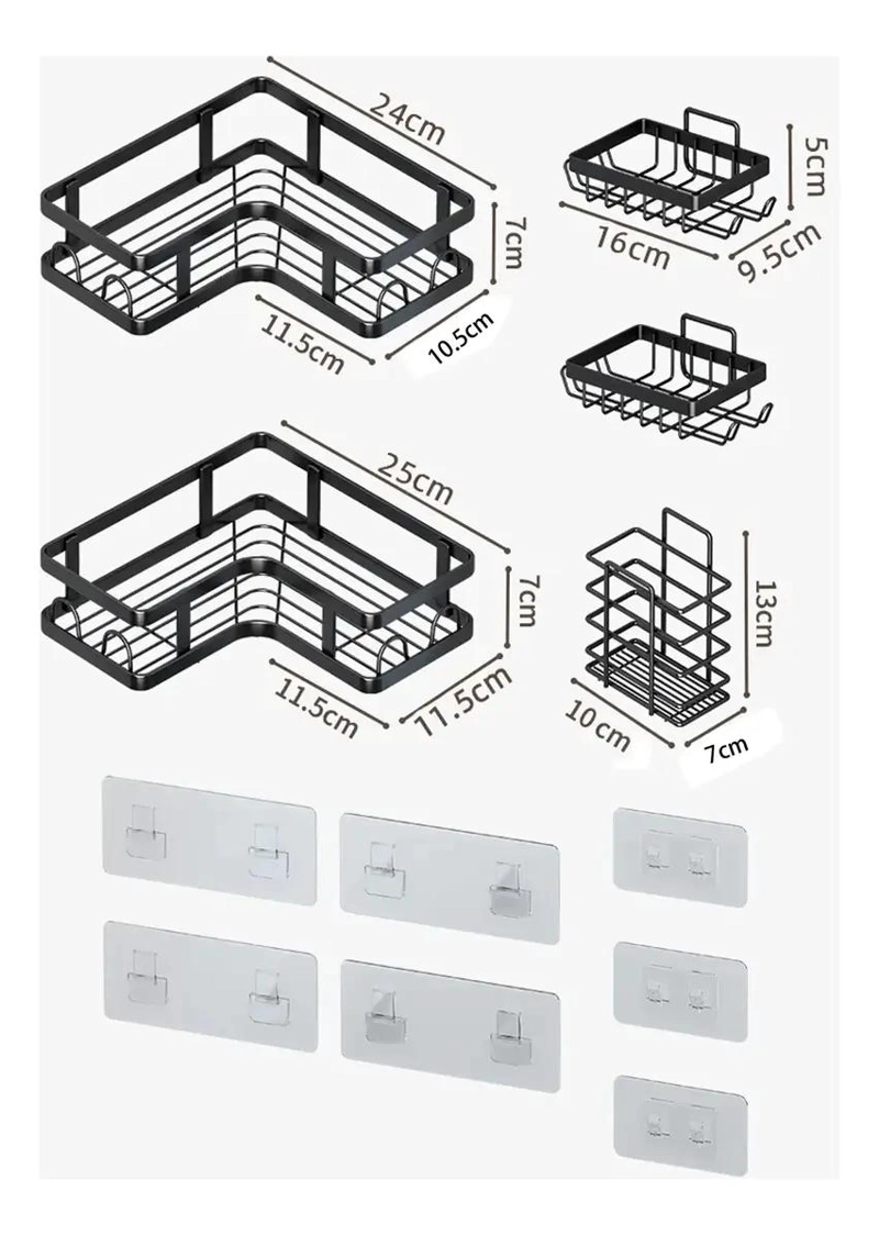 ESTANTE METALICO ESQUINERO PARA BAÑO CON 5 COMPARTIMENTOS - 2