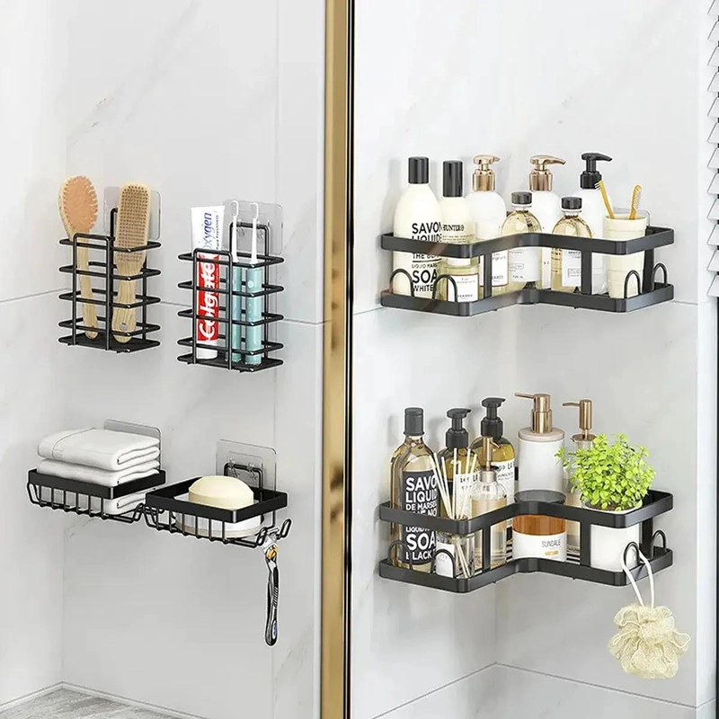 ESTANTE METALICO ESQUINERO PARA BAÑO CON 5 COMPARTIMENTOS - 3