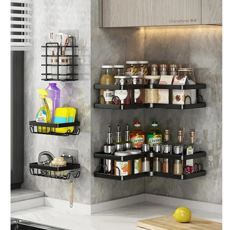 ESTANTE METALICO ESQUINERO PARA BAÑO CON 5 COMPARTIMENTOS - 4