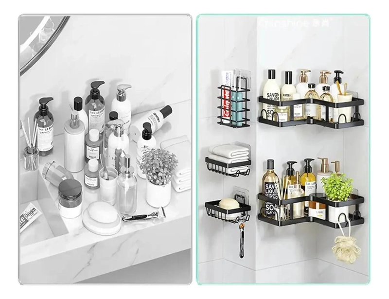 ESTANTE METALICO ESQUINERO PARA BAÑO CON 5 COMPARTIMENTOS - 8
