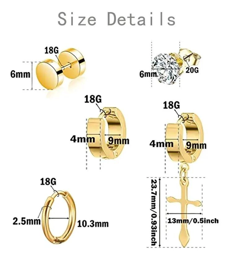 PACK 15 PARES DE AROS PENDIENTES UNISEX EN ACERO INOXIDABLE - 2