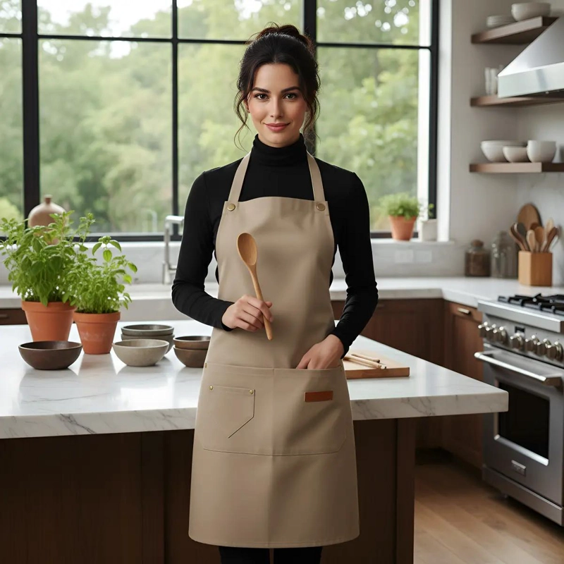 DELANTAL DE COCINA AJUSTABLE IMPERMEABLE CON BOLSILLOS MULTIUSOS - 1