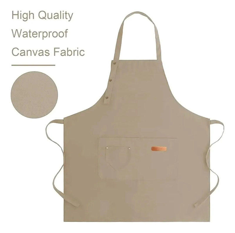 DELANTAL DE COCINA AJUSTABLE IMPERMEABLE CON BOLSILLOS MULTIUSOS - 3