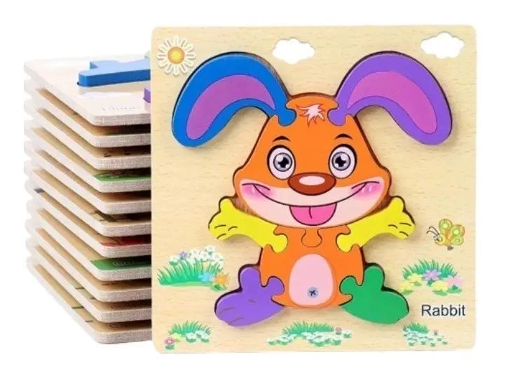 JUEGO DE ROMPECABEZAS 3D DE MADERA PARA NIÑOS - 1