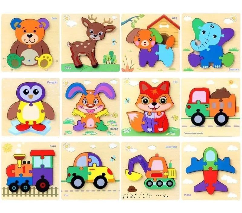 JUEGO DE ROMPECABEZAS 3D DE MADERA PARA NIÑOS - 7