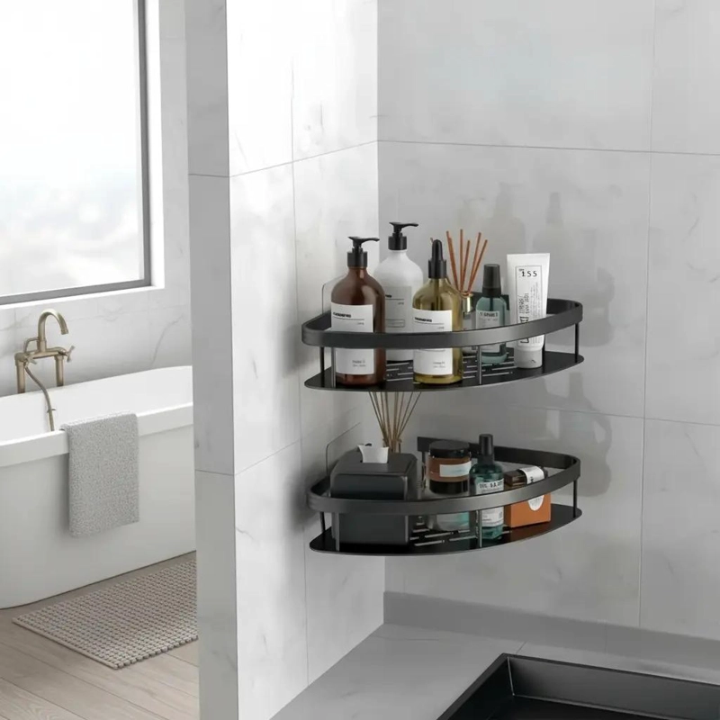 ESQUINERO ORGANIZADOR DUCHA BAÑO ESTANTE COLOR NEGRO - 2