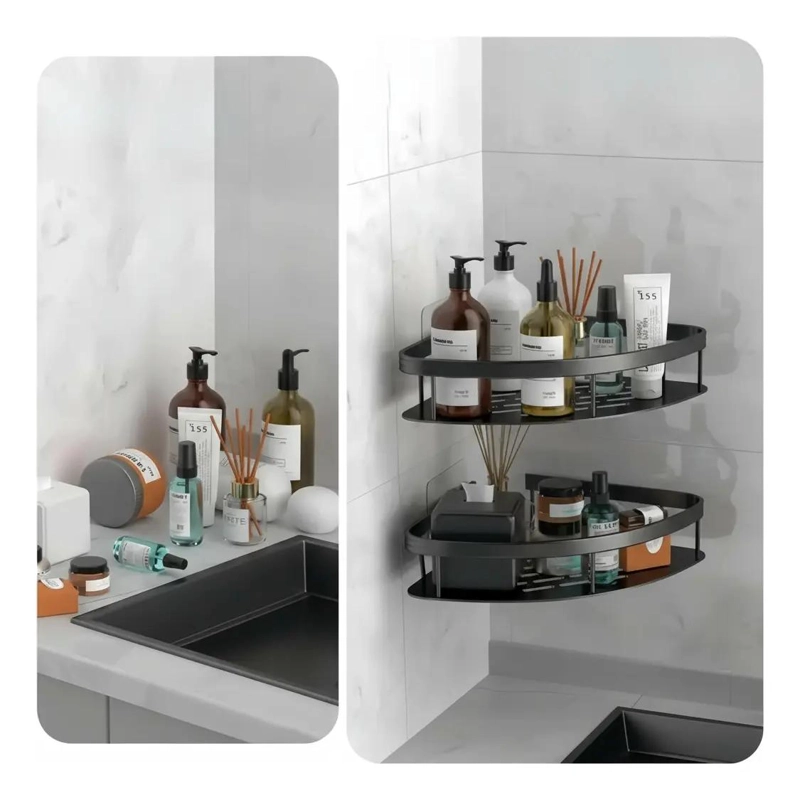 ESQUINERO ORGANIZADOR DUCHA BAÑO ESTANTE COLOR NEGRO - 7