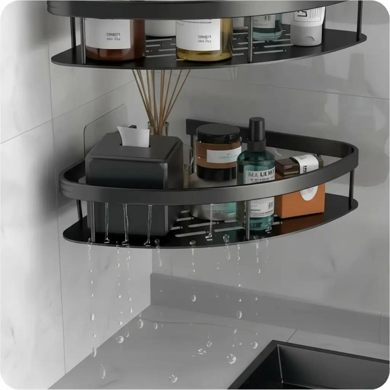 ESQUINERO ORGANIZADOR DUCHA BAÑO ESTANTE COLOR NEGRO - 8