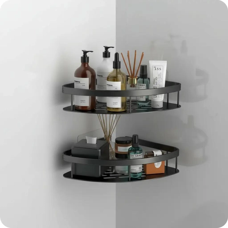 ESQUINERO ORGANIZADOR DUCHA BAÑO ESTANTE COLOR NEGRO - 9
