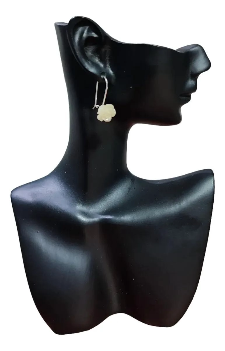 AROS COLGANTES DE RESINA CON DISEÑO FLORAL EN PLATA 925 - 2