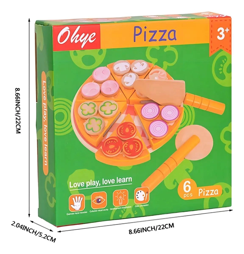 JUGUETE DE MADERA PARA SIMULACION DE CORTE DE PIZZA INFANTIL - 7