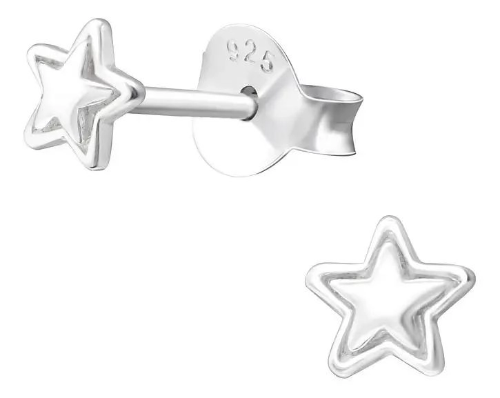 AROS DE ESTRELLA MINI EN PLATA FINA PARA PERFORACIONES - 1