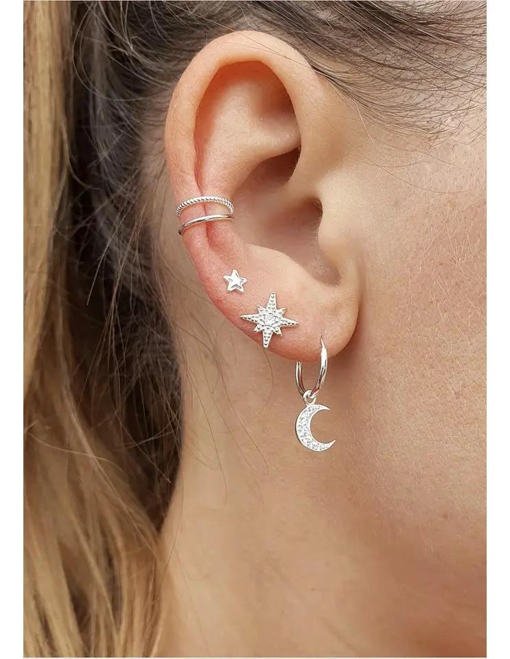 AROS DE ESTRELLA MINI EN PLATA FINA PARA PERFORACIONES - 2