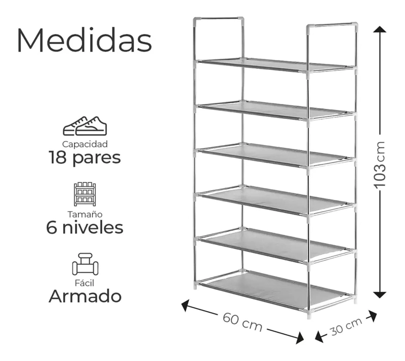 ORGANIZADOR DE ZAPATOS CON 6 ESTANTES AJUSTABLES Y DISEÑO MODERNO - 2